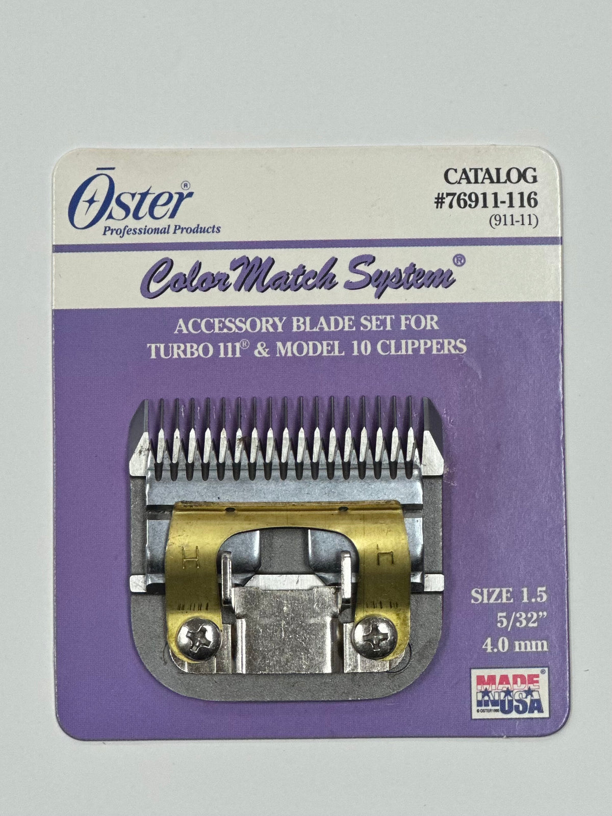 Oster Color Match System Blade For Turbo 111 & Model 10 Clipper, Size 1.5, Item No. 76911-116