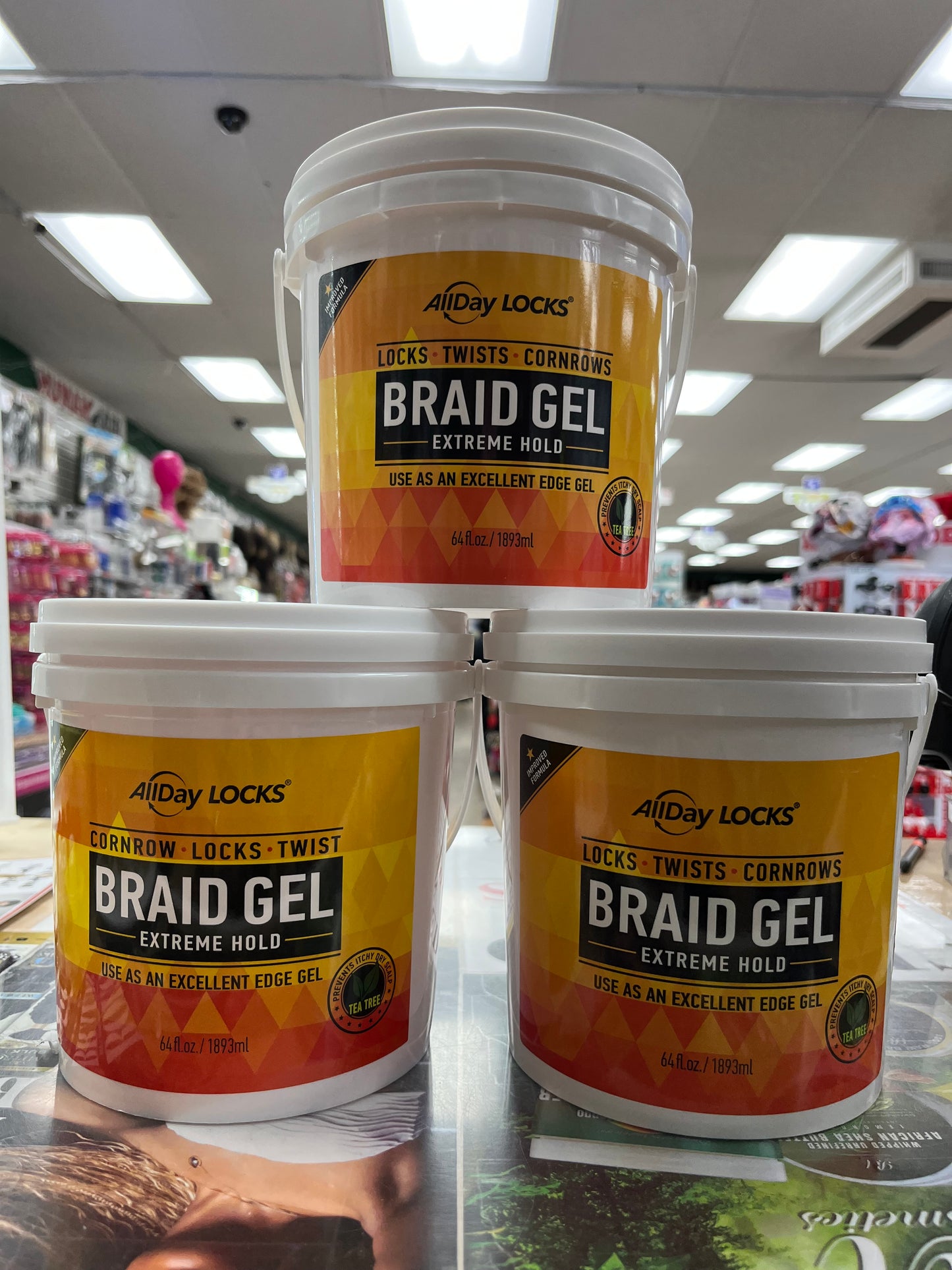 3x All Day Locks Braid Gel 64 oz.
