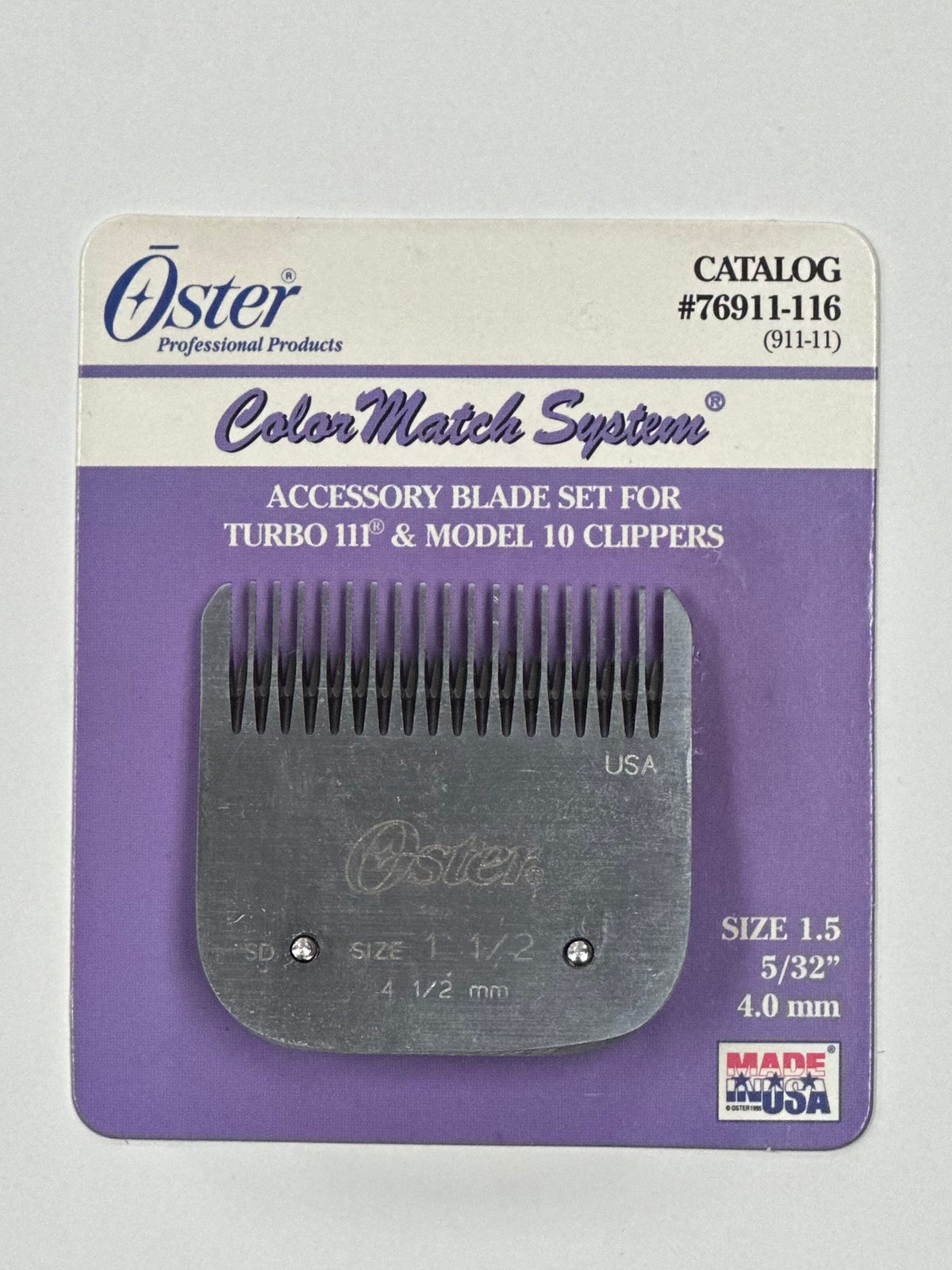Oster Color Match System Blade For Turbo 111 & Model 10 Clipper, Size 1.5, Item No. 76911-116